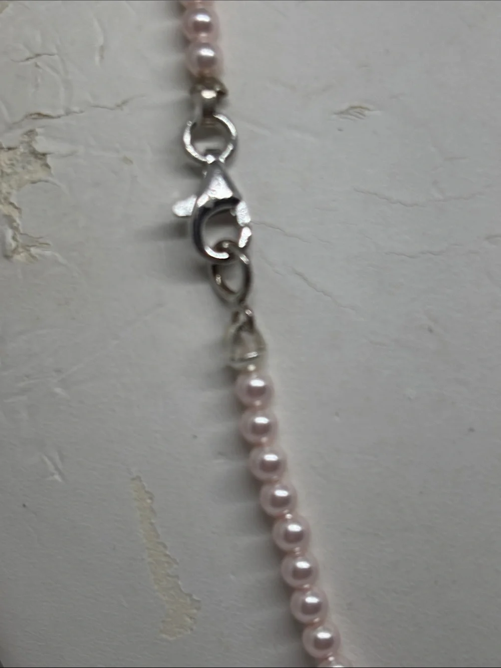 3mm Swarovski Crystal pink pearl necklace. sterling silver lobster claw c…
